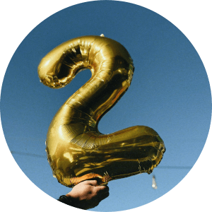 A balloon in he shape of a 2